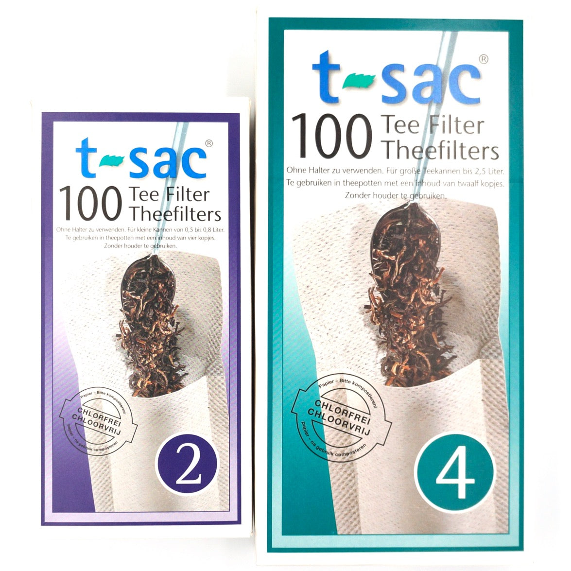 T-sac paper tea filter bags 2 sizes front view