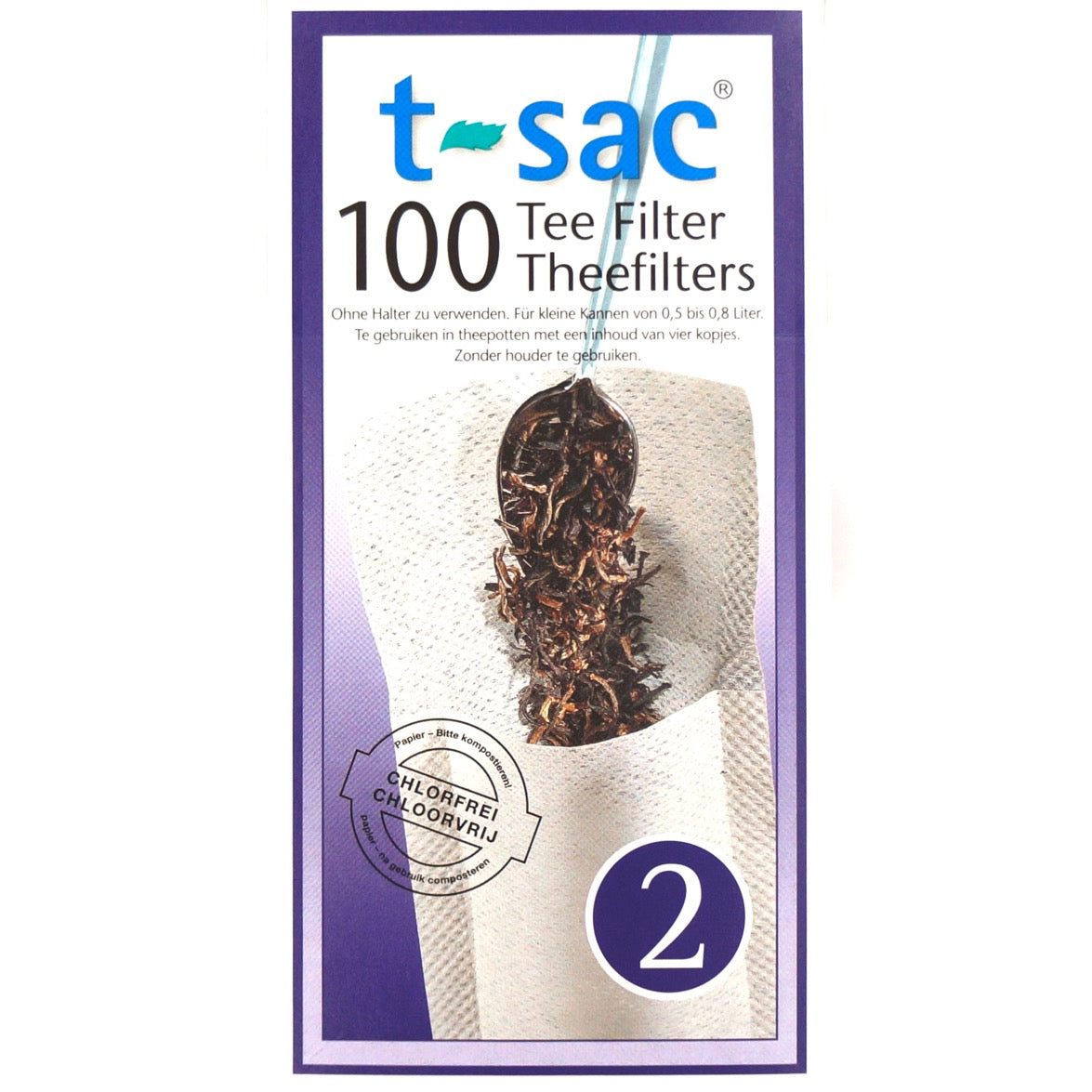 T-sac paper tea filter bags size 2 front view