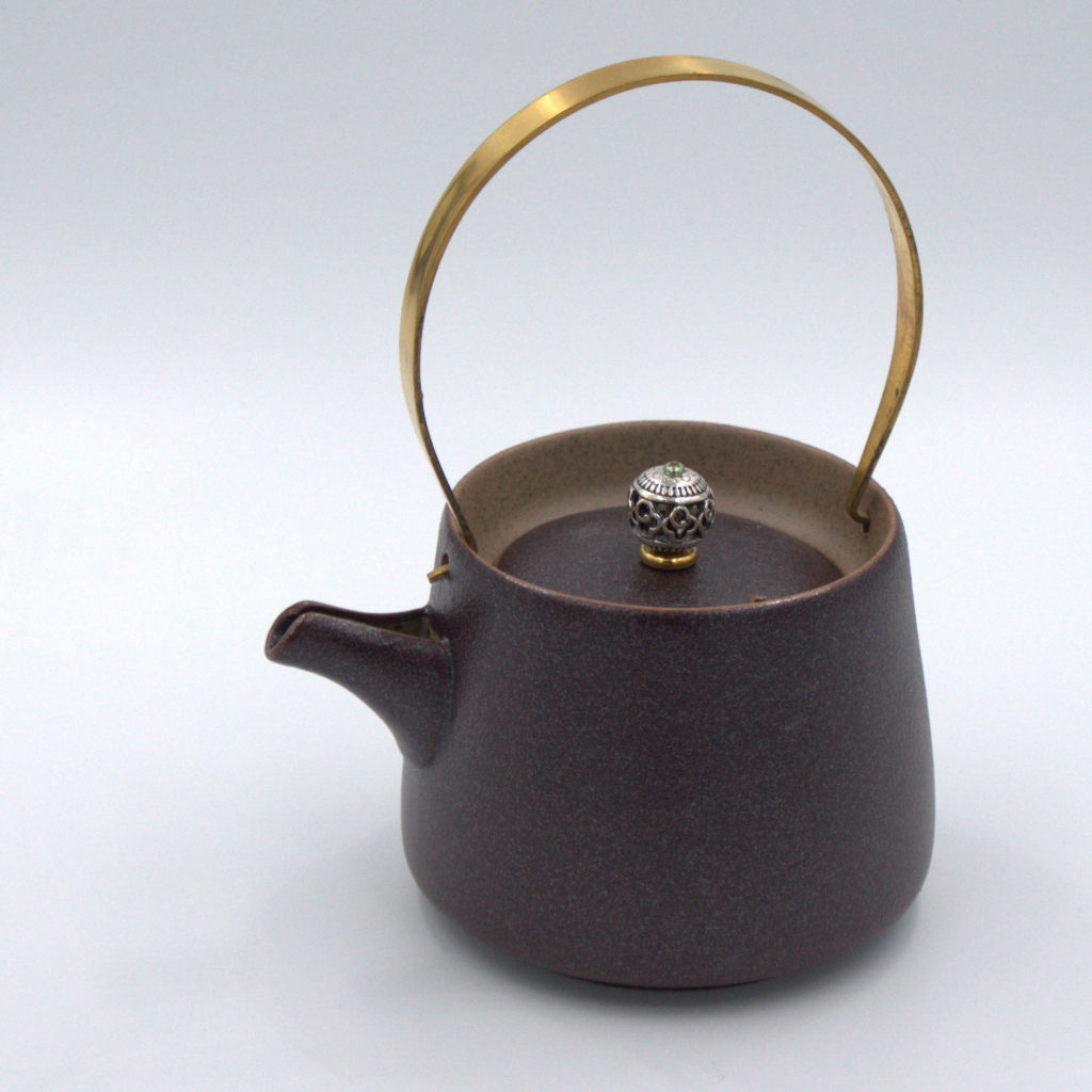 Metal Handle Tea Pot side view